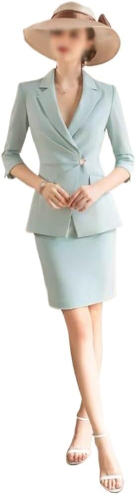 Work Clothes Female Two-piece Dress Green Suit Professional Dress Temperament Suit