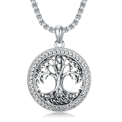 Collier arbre de vie en argent 925 avec son pendentif arbre de famille pour homme