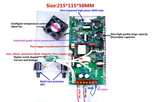 Adjustable DC Power Voltage Converter AC 110V - 220V to DC 0-80V 0-6.5A Module Switching Power Supply Digital Display 500W Voltage Regulator Built in Cooling Fan(0-80V 0-6.5A)3
