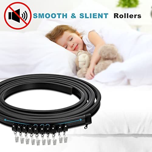 KOLAKO Deckenvorhangschiene, 6 m, flexibel, biegbar, Wandhalterung, schwarz, gebogen, strapazierfähig, Wohnmobil-Schiebevorhangschienensystem, Raumteiler, Deckenschiene für Vorhänge