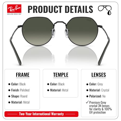 Image of Ray-Ban RB3565 JACK Square-Round Shaped Sunglasses for Men & Women with Official RAYBAN Eyewear Kit