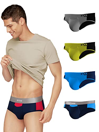 Image of XYXX Men's Dualist Micromodal Regular Fit Colorblock Antimicrobial Briefs with No Marks Waistband (Pack of 5)