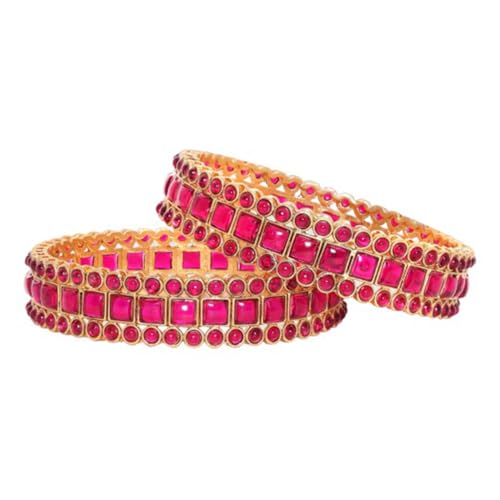 Rubans Set Of 2 Gold-Plated Red Crystals Studded Bangles For Women (B0D6KPT78J) Amazon Price History, Amazon Price Tracker