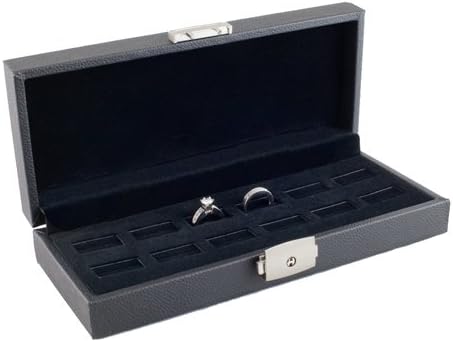 Caddy Bay Collection Wide Slot Jewelry Ring Display Storage Case Holds 12 Rings with Lock- CBC 12