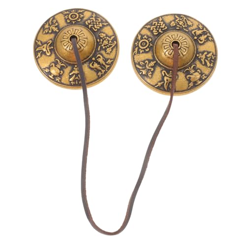 Yardwe Vintage Brass Meditation Bell Feng Shui Chime for Spiritual Practice Yoga Accessories Cymbals for Mindfulness and Relaxation Treasure Design