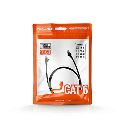 Cabo de Rede Pluscable Cat.6 5M Preto Patch Cord - Pc-Eth6U50Bk