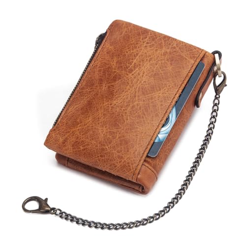 LIFKOME Men Fashion Wallet Khaki Theft Multi Card Leather Purse for Men with Coin Pocket Handbag for Office Parties Daily Use