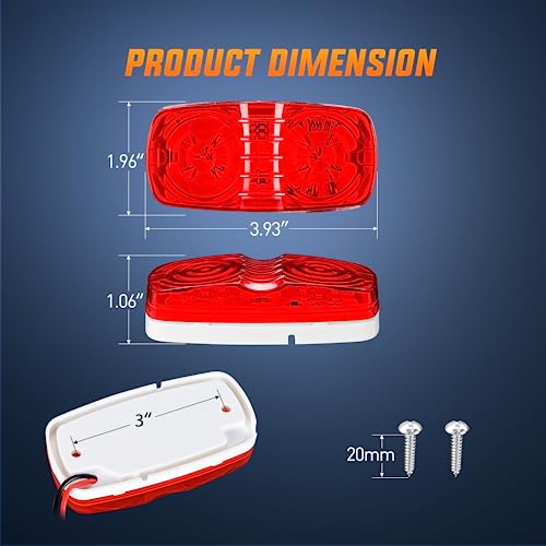 Image of Nilight Double Bullseye Marker Light 5PCS Red 10LED Rectangular | Clearance Front Side Rear Indicator Lights Surface Mounted For 12V Truck Camper RV Boat Lorry Exterior Safety Lighting