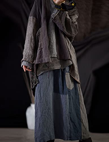 NFYM Vintage Grey Linen Trench Coat – One Size Loose Fit Cardigan - Image 3