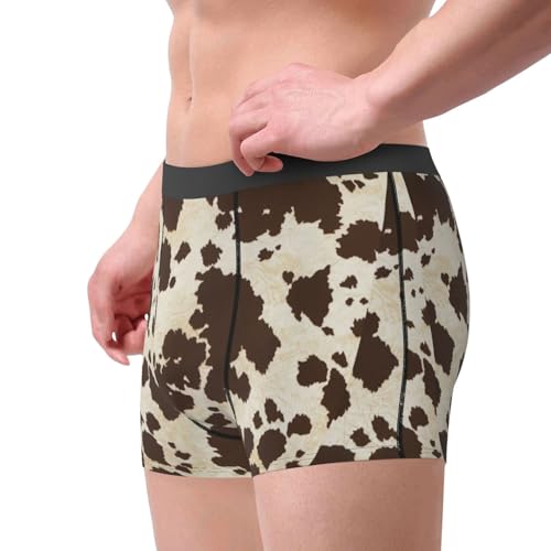 brown Cow Spots print Mens Underwear Boxer Briefs with, Breathable Lightweight, Boxer Briefs for Men3