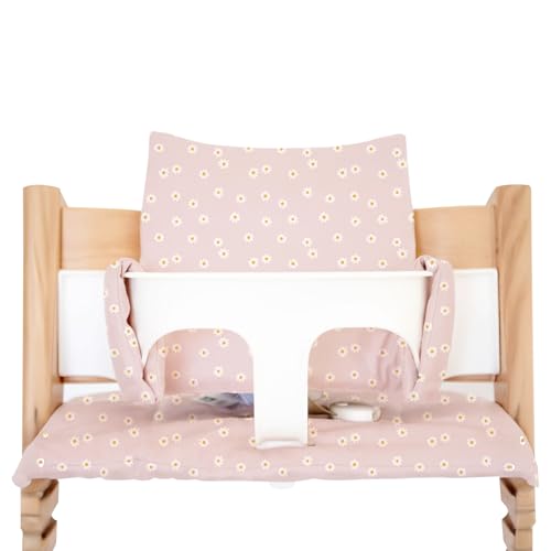 Nibble and Rest Cushion for Stokke Tripp Trapp High Chairs Soft Padded Seat & Backrest Baby Set Compatible Wipeable Machine Washable Easy to Clean Stylish Print(Daisy)