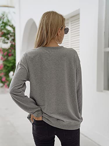 Blooming Jelly Women's Crewneck Sweatshirt Skull Graphic T Shirts Long Sleeve Top Pullover Oversized Sweaters (X-Large, Grey-Leopard Skull) #TOP4