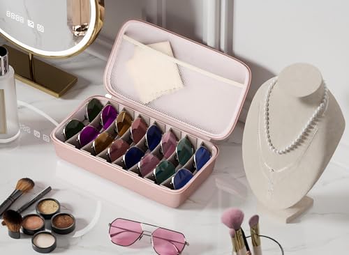 Image of Travel Sunglasses Organizer, Hard Shell Sunglass Case Adjustable Slots for Multiple Sunglass Eyeglass Case