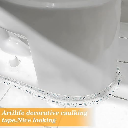 Mossio Caulk Tape,Toilet Caulk Strip,Decorative Self-Adhesive Waterproof Sealing Tape,Professional Seam Strips,Self Adhesive Caulk Strip,Caulking Tape for Kitchen Sink Bathtub Bathroom Shower Toilet 3