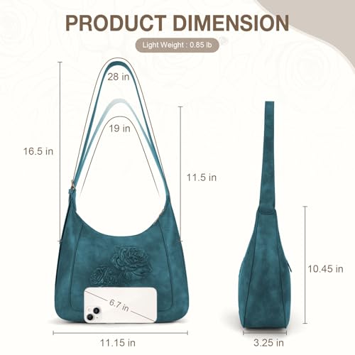 Image of Shoulder Bag for Women, Small Embossed Vegan Leather Hobo Purse | Elegant Crescent Shape Shoulder Purse with Top Handle, Adjustable Strap, Underarm Style for Daily Use, Travel & Gift Choice