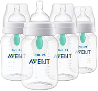 Philips AVENT Anti-Colic Baby Bottles with AirFree Vent, 4oz, 4pk, Clear, SCY701/04