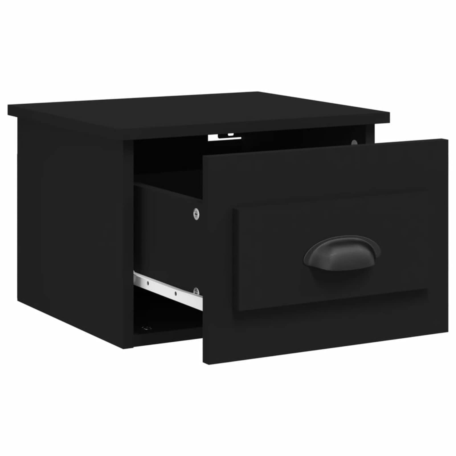 Gecheer Comodino da parete nero 41,5 x 36 x 28 cm, tavolino galleggiante con cassetto, comodino armadio laterale sospeso supporto per telefono per camera da letto, soggiorno