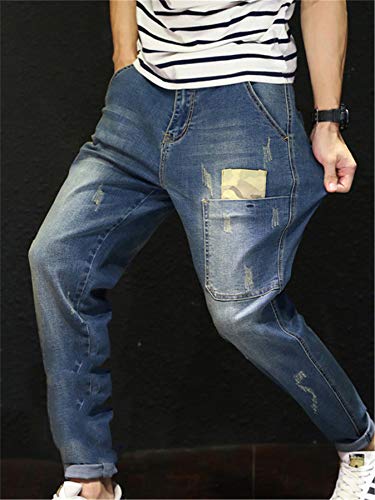 Andongnywell Men's Slim Straight Leg Jeans Skinny Stretch Regular Fit Denim Pants Trousers with Zip Pocket4