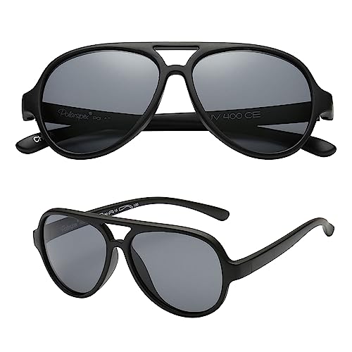 PolarSpex Kids Sunglasses - Polarized Aviator Sunglasses for Kids - Bendable Toddler Sunglasses for Boys &Girls Age 2-8