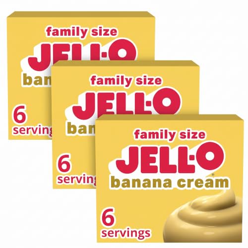 Jell-O Banana Cream Artificially Flavored Instant Pudding &amp; Pie Filling Mix, Family Size, 5.1 oz. Box (Pack of 3)