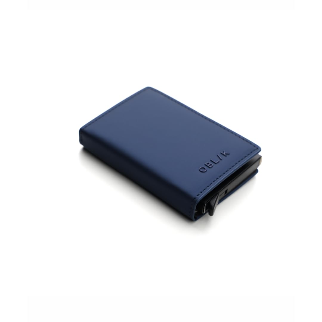 Cleo Wallet Cardholder | Aluminium Quick Card Ejector | Upto 6 Cards and Folded Cash | Minimal Monogramming | Premium Rubberised Fabric (Metallic Blue)-image-20