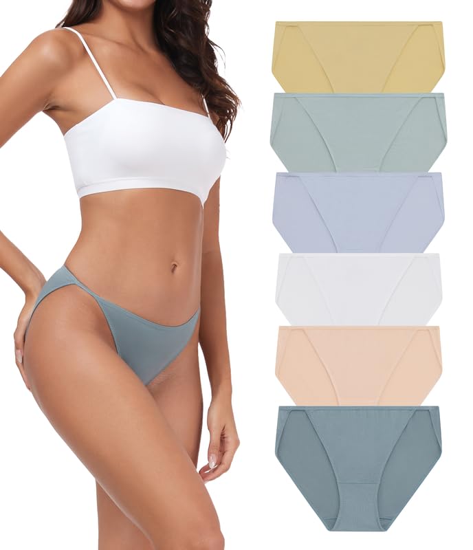 ANLIQI Women’s High Cut String Bikini Underwear Soft Modal Low Rise No Show Panties Plus Size Bikini Panties Multi Pack
