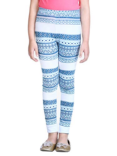 Image of Naughty Ninos Girls White & Blue Printed Ankle-Length Legging for 2 to 12 Years