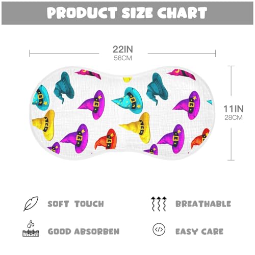 Witch Hats Baby Burp Cloths for Boys and Girls, Soft Muslin Spit Up Towels, 22"x11" Newborn Essentials for Feeding and Drooling, 4 Pack4