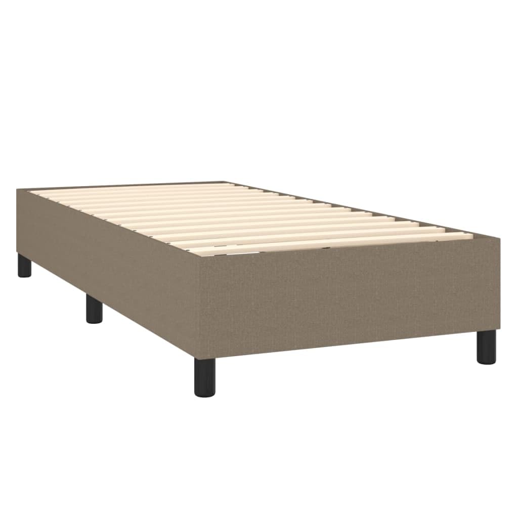 Tkanina z regulowanym zagłówkiem kontynentalne 80x200 cm Taupe | Łóżko kontynentalne z materacem 80x200 cm sprężyny kieszeniowe tapicerowane zagłówek regulowany taupe