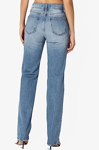 TheMogan Women's Distressed High Waist Dad Jeans Wide Straight Leg Relaxed Denim Pants2