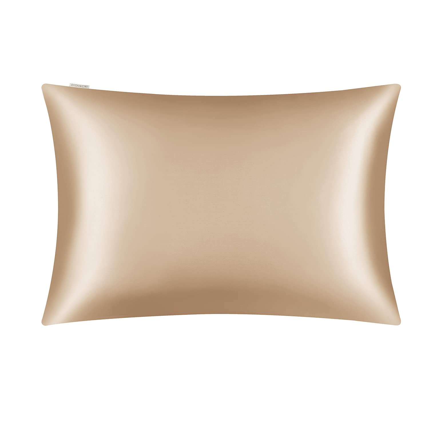 DISANGNI Funda de almohada de seda de morera 100% natural para cabello y piel con cremallera oculta, 22 Momme Ambos lados, funda de almohada de seda real, 1 pieza (dorado, King)