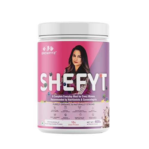 Growfitz Shefyt 100% Natural Plant Protein Rich 400g | 12g Protein | Meal Replacement Shake For Weig...