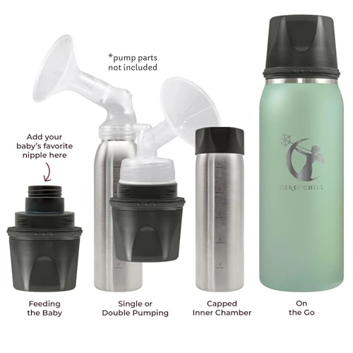 ceres chill og breastmilk chiller reusable storage container up to 34 oz - bottle cooler keeps milk at safe temperatures for up to 20 hours connects wmost pumps zen green