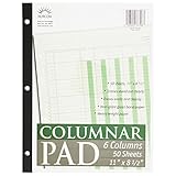 Norcom Columnar Pad, 6 Columns, 11 x 8.5 Inches, 50 Sheets (76706-10)