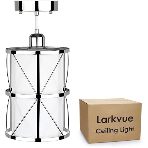 Larkvue Ceiling Lights with Milky Shade, Cylindrical Close to Ceiling Light Fixtures for Dinning Room Living Room Bedroom Cover