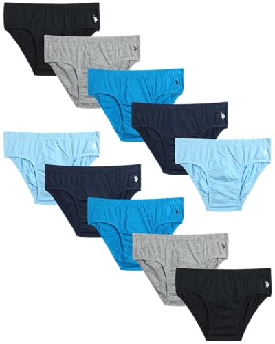 U.S. Polo Assn. Men's Underwear - 10 Pack Low Rise Cotton Comfort Brief - Underwear Briefs for Men (Sizes: S-XL)