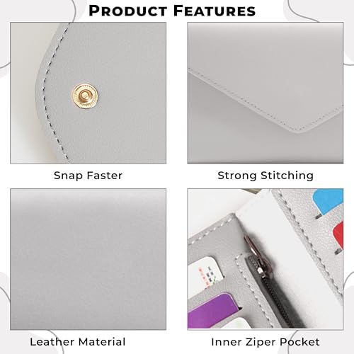 Image of Kraptick Women's Wallet -Stylish and Compact Purse Clutch Wallet for Women, Stylish Card Coin Holder, Debit Card Holder, Money Organizer and Travel Wallet for Women with 12 Slots (Light Gray)
