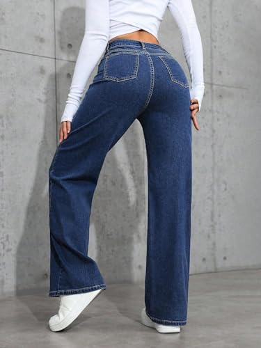 Image of TOPLOT Women's Jeans | High Rise Waist Design | Baggy Fit Style with Relaxed Silhouette | Trendy Look with Comfortable Wear | Easy Styling for Everyday Fashion | Casual, Streetwear (5204)