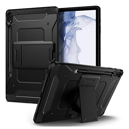 Spigen for Galaxy Tab S8 Plus Case (2022), Galaxy Tab S7 Plus Case (2020), Tough Armor Pro Protective Hard Shell with Kickstand and S Pen Holder, 12.4 inch, Black