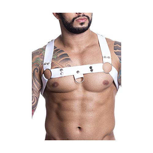 Arreios Harness Masculino de Elástico Com Argolas (Branco)