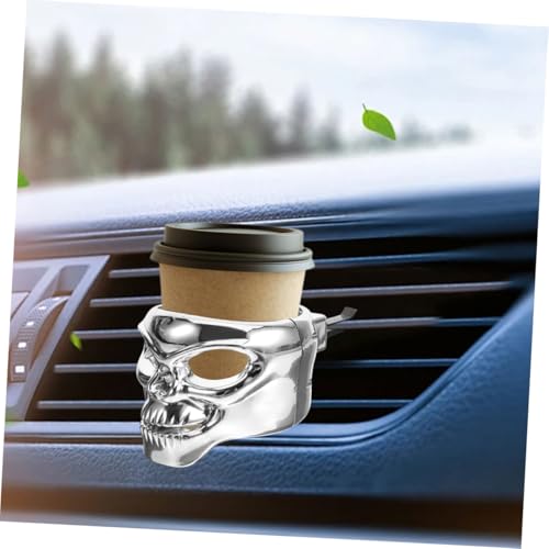Portavasos para auto con soporte para teléfono ajustable y forma de calavera miniatura 4