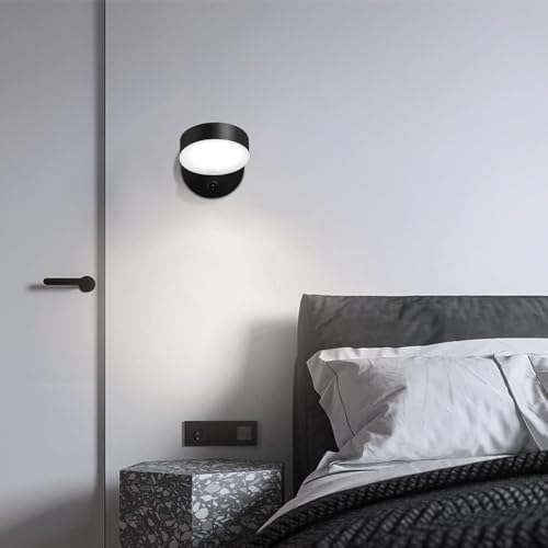 Image of Kawell Indoor LED Wall Light with Switch Modern LED Wall Sconce Rotatable Hardwired LED Wall Lamp Nordic Style for Bedside Study Child Room, Black