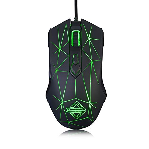 NACODEX AJ52 Gaming Mouse Wired, Programmable 7 Buttons, Computer Mice with Crack Pattern