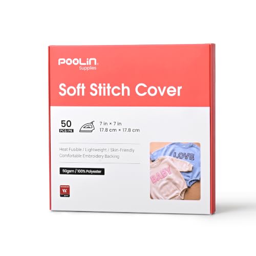 Poolin Soft Stitch Cover 7 x 7 (50PCS) Heat Fusible Embroidery Backing