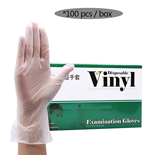 MNSSRN Transparent Disposable Gloves, Powder-Free PVC Waterproof Oil-Proof Non-Toxic Non-Odor Protective Gloves (100 Pcs/Box),M