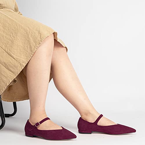 NobleOnly Women Close Pointed Toe Low Heel Buckle Pumps Office Party Dress Mary Jane Shoes 0.4 Inches Heels2