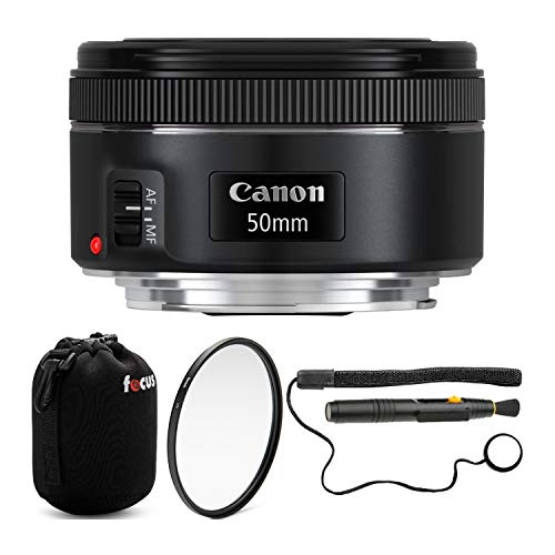 Canon EF 50mm f/1.8 STM Standard Prime Lens with Essentials Bundle Including: 49mm