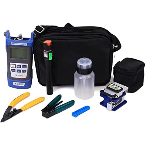 Fibre Optic Termination Tool Kit - 9 in 1 Assembly FTTH Tool kit with FC-6S Cleaver Optical Power Meter Finder - 30km Visual Fault Locator Optical Pliers Cable Cutter Stripper Cover