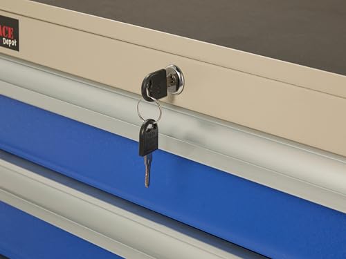 The WORKPLACE Depot Tool Cabinet on Wheels, Lockable Rolling Tool Storage Trolley with 5 Drawers, Cupboard with Height Adjustable Shelf & Handle for Organising Tools in Garages & Workshops 5 The WORKPLACE Depot Tool Cabinet on Wheels, Lockable Rolling Tool Storage Trolley with 5 Drawers, Cupboard with Height Adjustable Shelf & Handle for Organising Tools in Garages & Workshops - Image 5