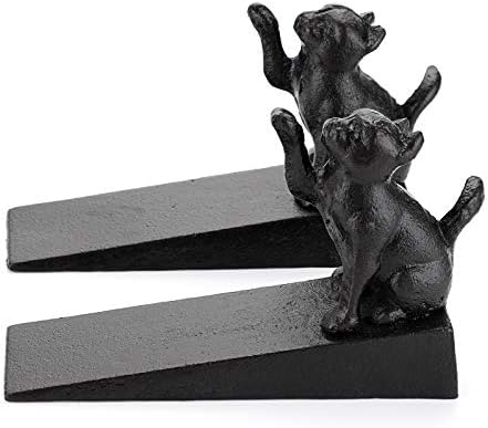 Sumnacon 2 Pcs Cast Iron Cute Cat Door Stops - Heavy Duty Rustic Door Stoppers Avoid Drilling Holes, Vintage Metal Door Wedges on All Floor Surfaces for Home Office Commercial Industrial